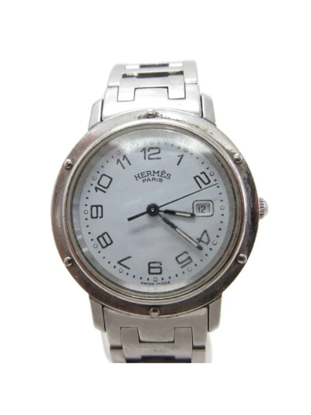 Hermes Clipper Watch Quartz Stainless Steel Confirmed Silver